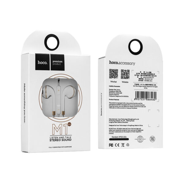 HOCO - M1 UNIVERSAL HANDS FREE 3,5mm WHITE