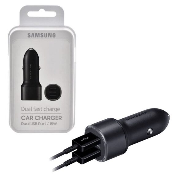 SAMSUNG - ORIGINAL CAR FAST CHARGER EP-L1100NBEGWW 15W DUAL USB BLACK , BLISTER